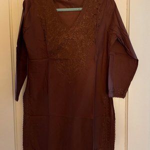 INDIAN EMBROIDERED KNEE-LENGTH KURTA (TUNIC)